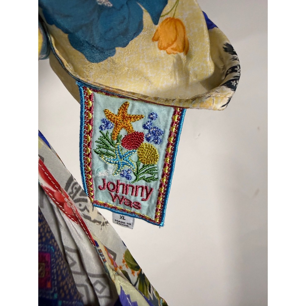 Johnny Was Patchwork Floral Maxi Dress XL Cupra Rayon Tiered Boho C37320-A7 - Picture 7 of 9